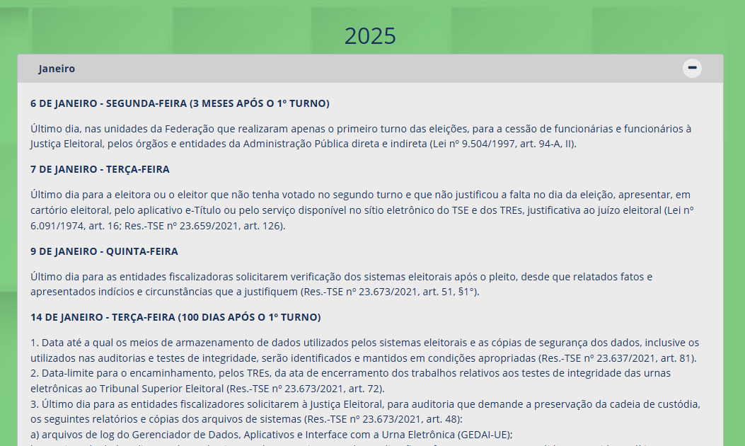 Calendário Eleitoral de Janeiro de 2025: Prazos Importantes para Eleitores e Partidos